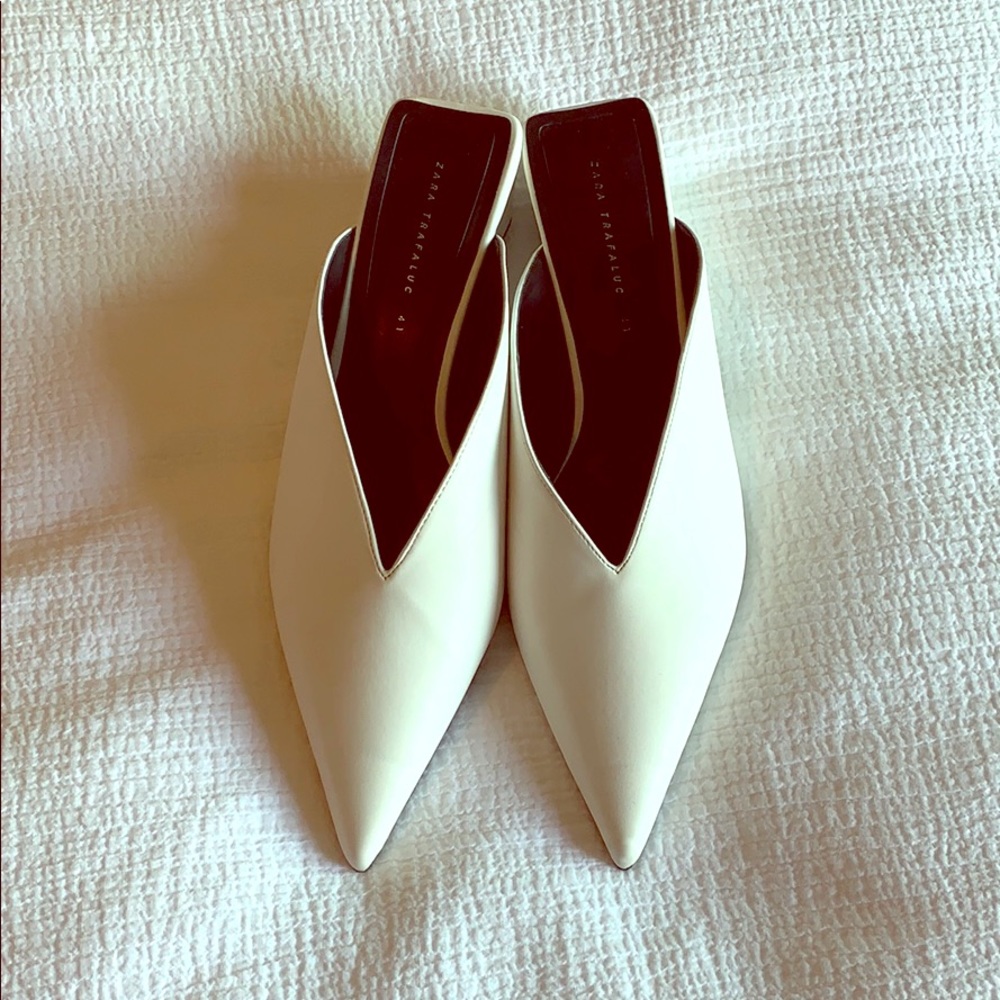 White Zara Low Heel wedge